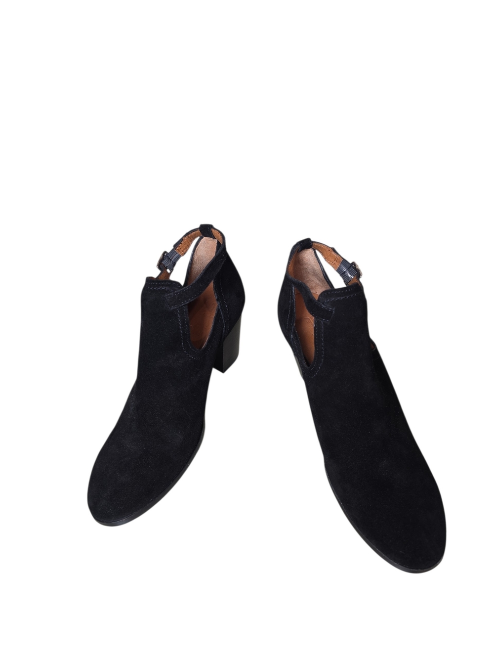 Frye Meghan Cutout Shootie Black Suede Ankle Booties Block Heel Buckle Women's 8